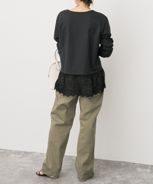 Spick & Span（スピックアンドスパン）の「《追加》レースドッキングレイヤードプルオーバー（Tシャツ/カットソー・レディース・ホワイト/ブラックミックス・FREE）」の18枚目の写真