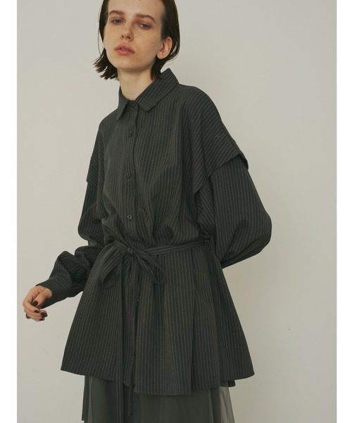 AIC.(エーアイシー)の「2WAYウエストタイピンストライプオーバーシャツ(シャツ/ブラウス・レディース・オフホワイト/ネイビー/チャコールグレー・FREE)」の22枚目の写真