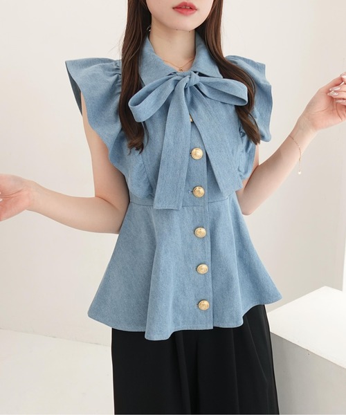 SOELA(ソエラ)の「【INGNI SOELA】フリルデニムボウタイシャツ/WEB限定(シャツ/ブラウス・レディース・ネイビー/ライトブルー・FREE)」の13枚目の写真
