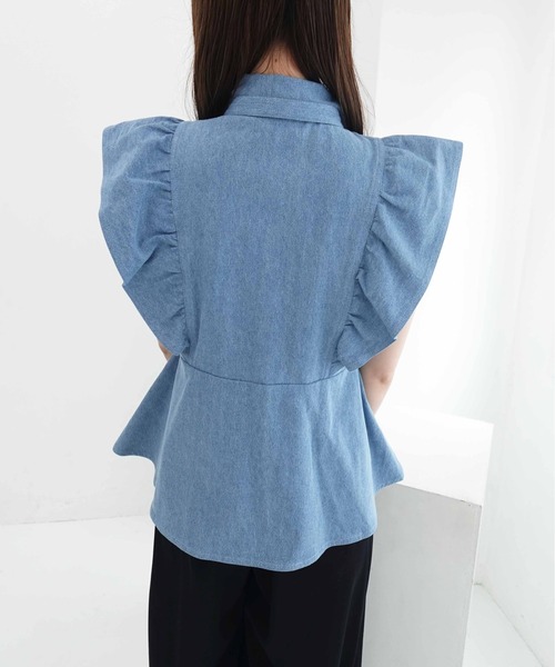 SOELA(ソエラ)の「【INGNI SOELA】フリルデニムボウタイシャツ/WEB限定(シャツ/ブラウス・レディース・ネイビー/ライトブルー・FREE)」の16枚目の写真