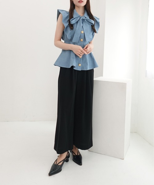 SOELA(ソエラ)の「【INGNI SOELA】フリルデニムボウタイシャツ/WEB限定(シャツ/ブラウス・レディース・ネイビー/ライトブルー・FREE)」の17枚目の写真