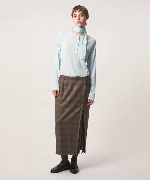 6（ロク）の「＜6(ROKU)＞コットンリブ タイ ロングスリーブ トップス（Tシャツ/カットソー・レディース・ライトブルー/ブラック・FREE）」の16枚目の写真