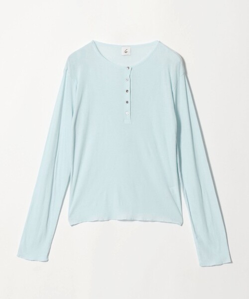 6（ロク）の「＜6(ROKU)＞コットンリブ タイ ロングスリーブ トップス（Tシャツ/カットソー・レディース・ライトブルー/ブラック・FREE）」の12枚目の写真