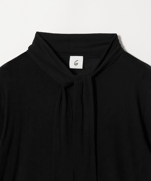 6（ロク）の「＜6(ROKU)＞コットンリブ タイ ロングスリーブ トップス（Tシャツ/カットソー・レディース・ライトブルー/ブラック・FREE）」の7枚目の写真
