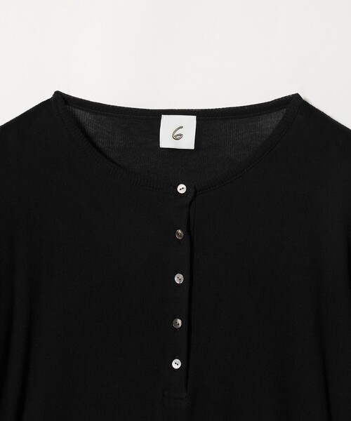 6（ロク）の「＜6(ROKU)＞コットンリブ タイ ロングスリーブ トップス（Tシャツ/カットソー・レディース・ライトブルー/ブラック・FREE）」の6枚目の写真