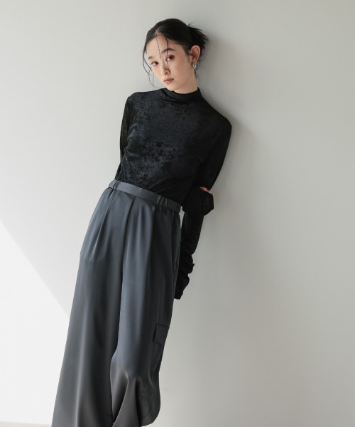 Callarus（カラルス）の「前後２WAYシアーベロアトップス［Callarus］（シャツ/ブラウス・レディース・ブラック・LL/L/M/S/3L）」の11枚目の写真