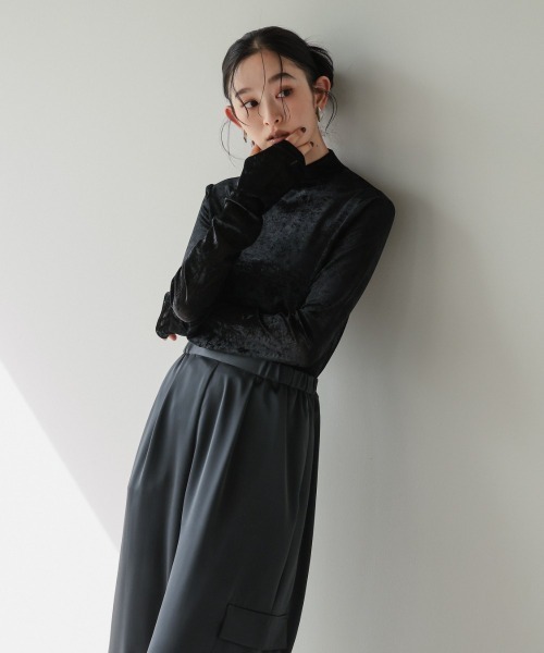 Callarus（カラルス）の「前後２WAYシアーベロアトップス［Callarus］（シャツ/ブラウス・レディース・ブラック・LL/L/M/S/3L）」の13枚目の写真