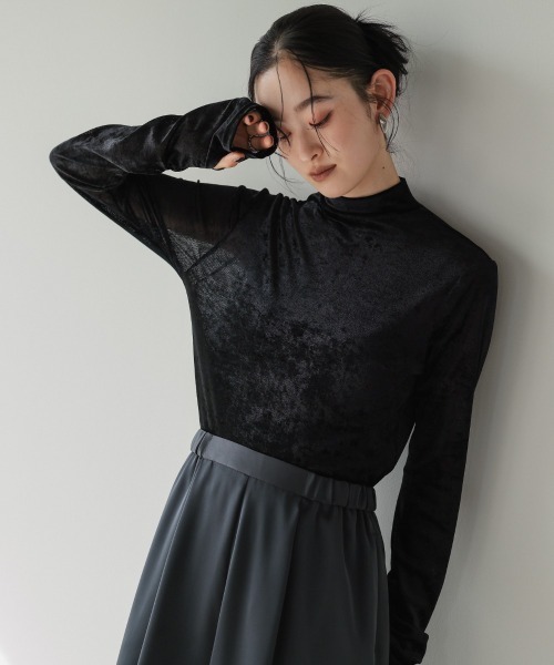 Callarus（カラルス）の「前後２WAYシアーベロアトップス［Callarus］（シャツ/ブラウス・レディース・ブラック・LL/L/M/S/3L）」の14枚目の写真