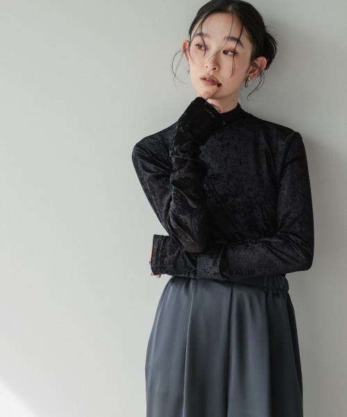 Callarus（カラルス）の「前後２WAYシアーベロアトップス［Callarus］（シャツ/ブラウス・レディース・ブラック・LL/L/M/S/3L）」の16枚目の写真