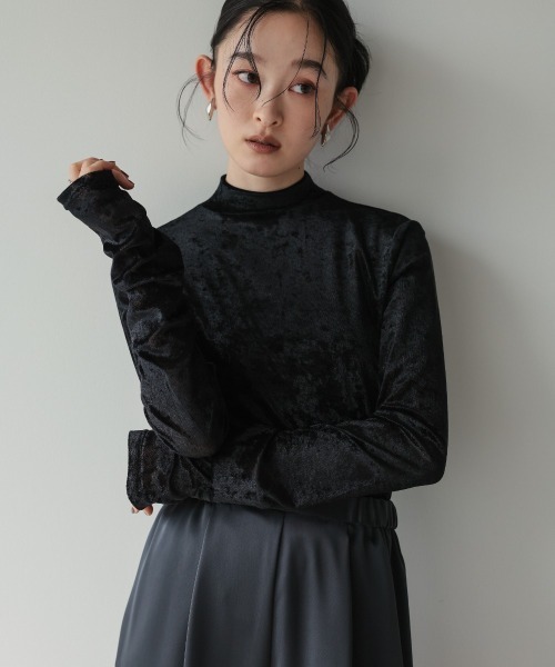 Callarus（カラルス）の「前後２WAYシアーベロアトップス［Callarus］（シャツ/ブラウス・レディース・ブラック・LL/L/M/S/3L）」の17枚目の写真