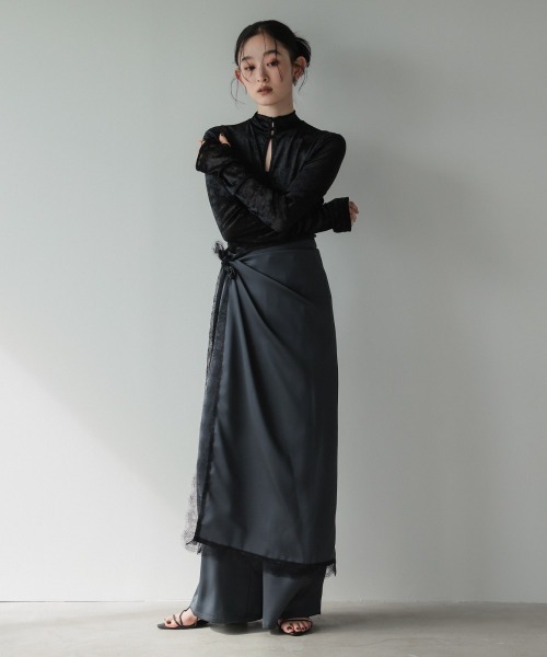 Callarus（カラルス）の「前後２WAYシアーベロアトップス［Callarus］（シャツ/ブラウス・レディース・ブラック・LL/L/M/S/3L）」の22枚目の写真