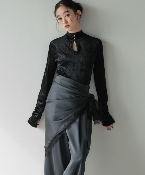 Callarus（カラルス）の「前後２WAYシアーベロアトップス［Callarus］（シャツ/ブラウス・レディース・ブラック・LL/L/M/S/3L）」の21枚目の写真