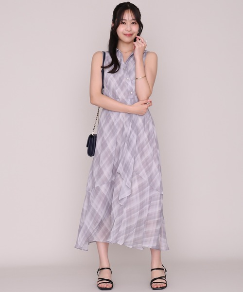 MISCH MASCH（ミッシュマッシュ）の「2026秋冬新作 カシュクール風アシメフリルシャツワンピース（シャツワンピース・レディース・グレー/イエロー・S/M）」の21枚目の写真