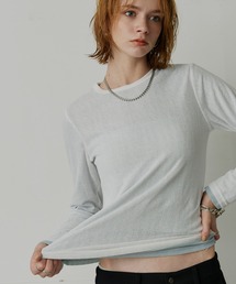 【２枚セット】シアーリブ編みカットソー パックTシャツ