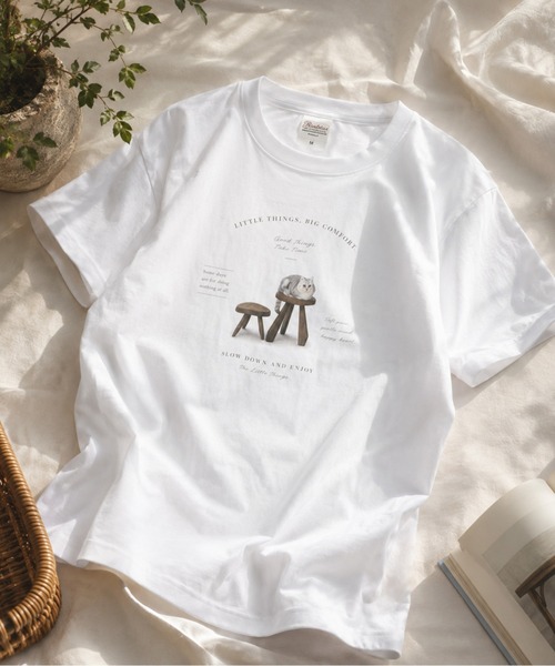 boemy(ボエミー)の「オーバーサイズ neco Tシャツ(Tシャツ/カットソー・レディース・ホワイト・M)」の4枚目の写真