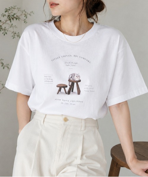 boemy(ボエミー)の「オーバーサイズ neco Tシャツ(Tシャツ/カットソー・レディース・ホワイト・M)」の6枚目の写真