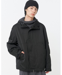 High neck hoodie shell parka BLACK