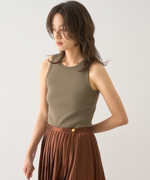 DESIGNWORKS(デザインワークス)の「テレコアメスリタンクトップ(Tシャツ/カットソー・レディース・カーキ・38)」の3枚目の写真