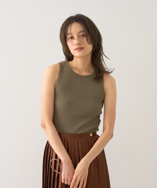 DESIGNWORKS(デザインワークス)の「テレコアメスリタンクトップ(Tシャツ/カットソー・レディース・カーキ・38)」の4枚目の写真