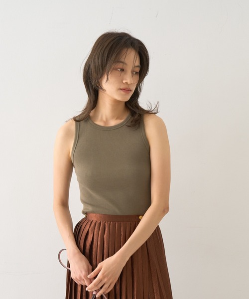 DESIGNWORKS(デザインワークス)の「テレコアメスリタンクトップ(Tシャツ/カットソー・レディース・カーキ・38)」の5枚目の写真