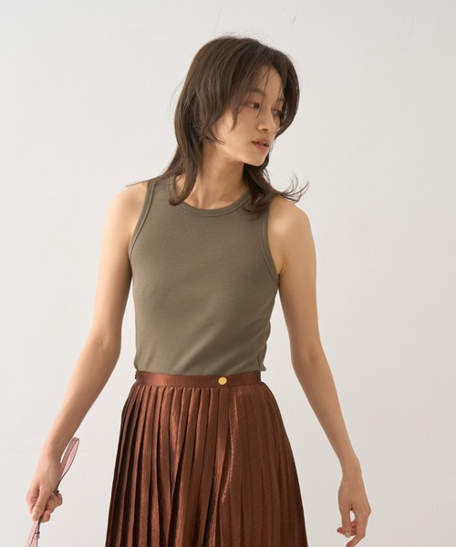 DESIGNWORKS(デザインワークス)の「テレコアメスリタンクトップ(Tシャツ/カットソー・レディース・カーキ・38)」の6枚目の写真