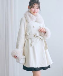 <大きいサイズ>フェイクファー付Aラインコート marun