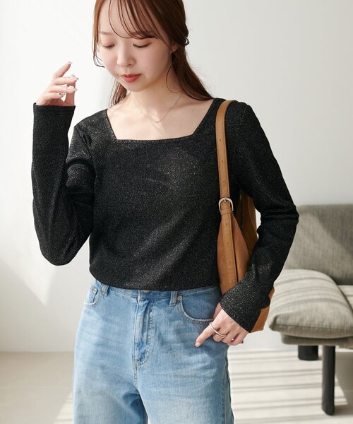 DISCOAT(ディスコート)の「【WEB限定】前後2WAYラメプルオーバー(Tシャツ/カットソー・レディース・グレイッシュベージュ/ブラック/シルバー・FREE)」の11枚目の写真