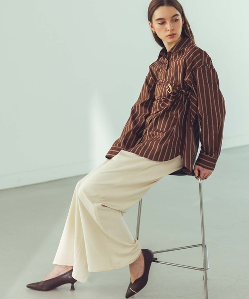 Gready Brilliant(グレディブリリアン)の「ダンボール切替ワイドパンツ(その他パンツ・レディース・ブラック/オフホワイト・FREE)」の13枚目の写真