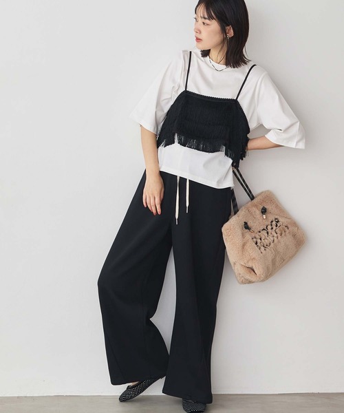Gready Brilliant(グレディブリリアン)の「ダンボール切替ワイドパンツ(その他パンツ・レディース・ブラック/オフホワイト・FREE)」の14枚目の写真
