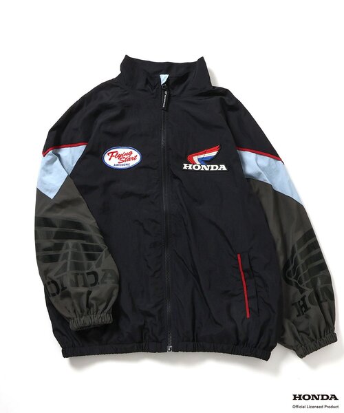 BREEZE(ブリーズ)の「【リンク】Honda 大人シャカシャカレーシングジャケット(ナイロンジャケット・メンズ・ブラック/レインボー・LARGE/MEDIUM)」の3枚目の写真