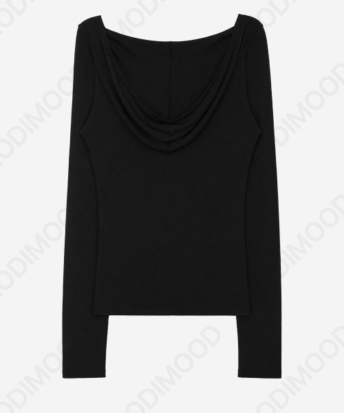 modimood（モディムード）の「華奢見えフィットヘンリーネックフード長袖Tシャツ（Tシャツ/カットソー・レディース・チャコール/ホワイト・FREE）」の18枚目の写真