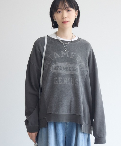 Paradise Picnic(パラダイスピクニック)の「TRANOI. 1972RECORDロゴプリント裏毛プルオーバー(Tシャツ/カットソー・レディース・ベージュ/チャコールグレー・FREE)」の2枚目の写真