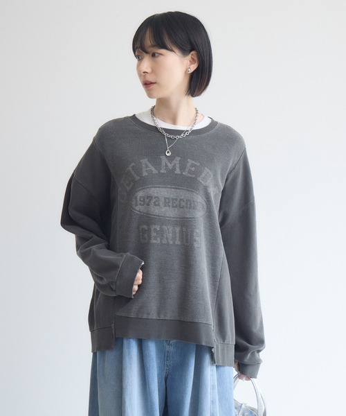 Paradise Picnic(パラダイスピクニック)の「TRANOI. 1972RECORDロゴプリント裏毛プルオーバー(Tシャツ/カットソー・レディース・ベージュ/チャコールグレー・FREE)」の7枚目の写真