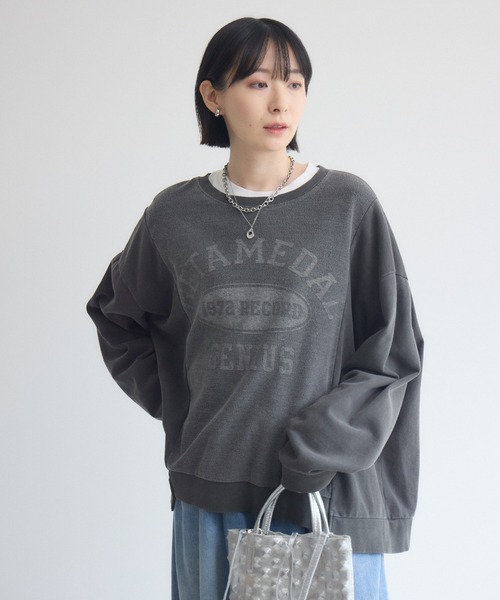 Paradise Picnic(パラダイスピクニック)の「TRANOI. 1972RECORDロゴプリント裏毛プルオーバー(Tシャツ/カットソー・レディース・ベージュ/チャコールグレー・FREE)」の9枚目の写真