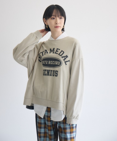 Paradise Picnic(パラダイスピクニック)の「TRANOI. 1972RECORDロゴプリント裏毛プルオーバー(Tシャツ/カットソー・レディース・ベージュ/チャコールグレー・FREE)」の14枚目の写真