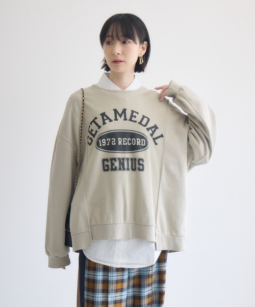Paradise Picnic(パラダイスピクニック)の「TRANOI. 1972RECORDロゴプリント裏毛プルオーバー(Tシャツ/カットソー・レディース・ベージュ/チャコールグレー・FREE)」の15枚目の写真
