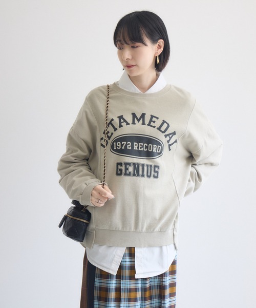 Paradise Picnic(パラダイスピクニック)の「TRANOI. 1972RECORDロゴプリント裏毛プルオーバー(Tシャツ/カットソー・レディース・ベージュ/チャコールグレー・FREE)」の17枚目の写真