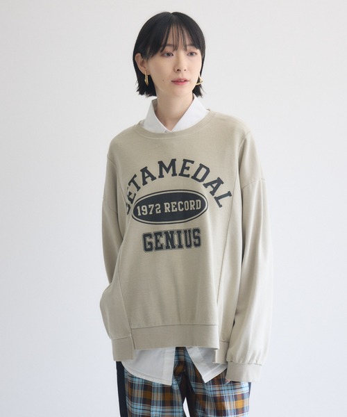 Paradise Picnic(パラダイスピクニック)の「TRANOI. 1972RECORDロゴプリント裏毛プルオーバー(Tシャツ/カットソー・レディース・ベージュ/チャコールグレー・FREE)」の18枚目の写真