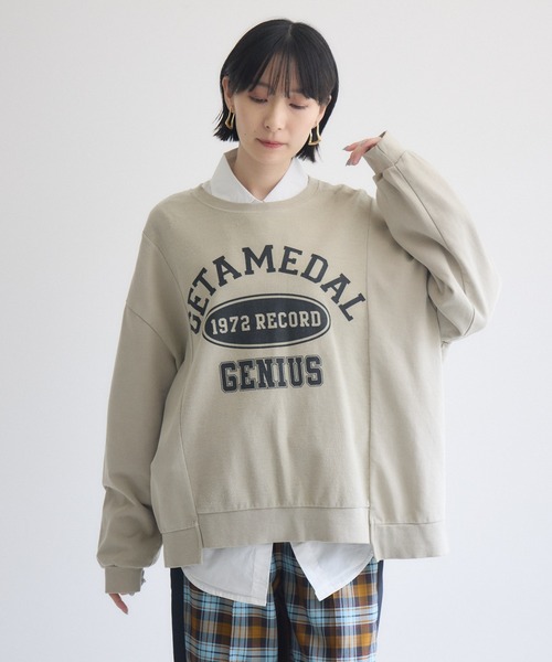 Paradise Picnic(パラダイスピクニック)の「TRANOI. 1972RECORDロゴプリント裏毛プルオーバー(Tシャツ/カットソー・レディース・ベージュ/チャコールグレー・FREE)」の19枚目の写真