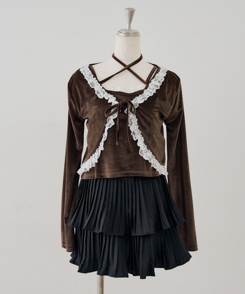Another Branch olive des olive(アナザーブランチオリーブデオリーブ)の「レース付きベロアボレロキャミセット(シャツ/ブラウス・レディース・ピンク/ブラウン/チャコールグレー・FREE)」の22枚目の写真