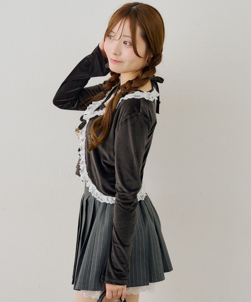 Another Branch olive des olive(アナザーブランチオリーブデオリーブ)の「レース付きベロアボレロキャミセット(シャツ/ブラウス・レディース・ピンク/ブラウン/チャコールグレー・FREE)」の9枚目の写真