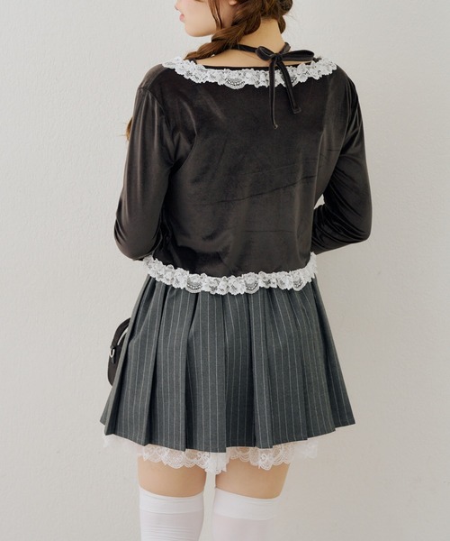 Another Branch olive des olive(アナザーブランチオリーブデオリーブ)の「レース付きベロアボレロキャミセット(シャツ/ブラウス・レディース・ピンク/ブラウン/チャコールグレー・FREE)」の10枚目の写真
