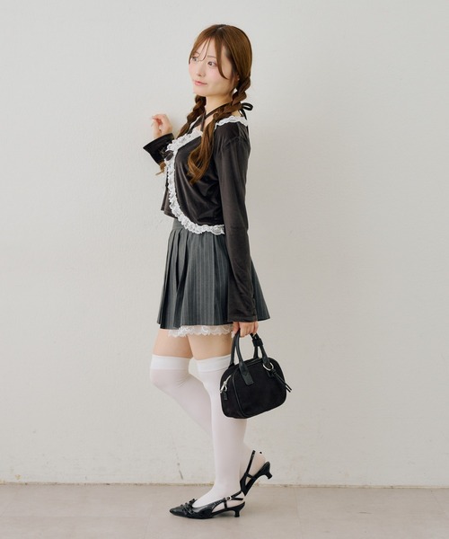 Another Branch olive des olive(アナザーブランチオリーブデオリーブ)の「レース付きベロアボレロキャミセット(シャツ/ブラウス・レディース・ピンク/ブラウン/チャコールグレー・FREE)」の7枚目の写真