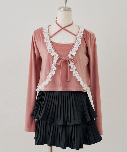 Another Branch olive des olive(アナザーブランチオリーブデオリーブ)の「レース付きベロアボレロキャミセット(シャツ/ブラウス・レディース・ピンク/ブラウン/チャコールグレー・FREE)」の21枚目の写真