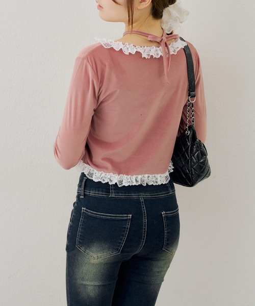 Another Branch olive des olive(アナザーブランチオリーブデオリーブ)の「レース付きベロアボレロキャミセット(シャツ/ブラウス・レディース・ピンク/ブラウン/チャコールグレー・FREE)」の17枚目の写真