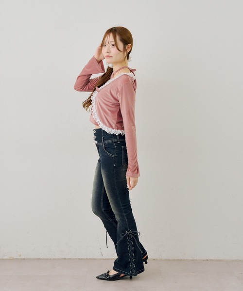Another Branch olive des olive(アナザーブランチオリーブデオリーブ)の「レース付きベロアボレロキャミセット(シャツ/ブラウス・レディース・ピンク/ブラウン/チャコールグレー・FREE)」の20枚目の写真