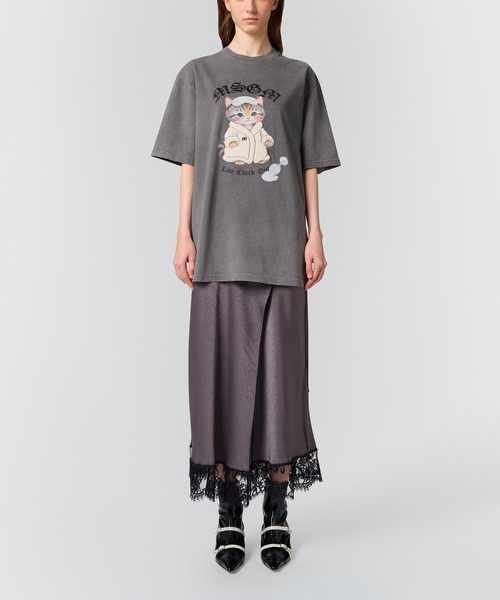 MSGM(エムエスジーエム)の「レースヘム クリンクルサテンラップスカート(スカート・レディース・グレー/イエロー系・42)」の3枚目の写真