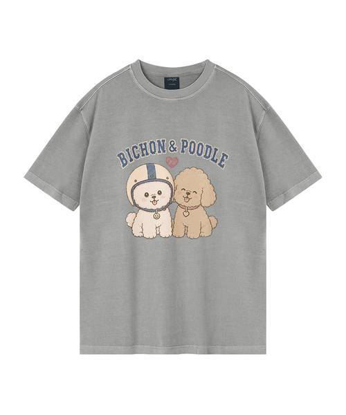 WILDROCK（ワイルドロック）の「[ワイルドシュン] ハイバビション＆プードルピグメントオーバーサイズ半袖Tシャツ（Tシャツ/カットソー・レディース・ピンク/カーキ/チャコール/ライトパープル/ライトグレー/ブルー/ホワイト/ブラック・FREE/LARGE/SMALL/MEDIUM/X-SMALL）」の4枚目の写真