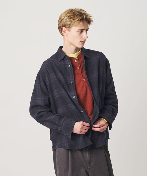 BEAUTY&YOUTH UNITED ARROWS（ビューティーアンドユースユナイテッドアローズ）の「ウーブン ネル チェック シャツ（シャツ/ブラウス・メンズ・ダークグレー/ナチュラル/ロイヤルブルー・M/S/L/XL）」の5枚目の写真