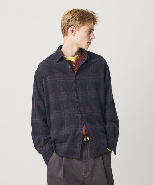BEAUTY&YOUTH UNITED ARROWS（ビューティーアンドユースユナイテッドアローズ）の「ウーブン ネル チェック シャツ（シャツ/ブラウス・メンズ・ダークグレー/ナチュラル/ロイヤルブルー・M/S/L/XL）」の7枚目の写真